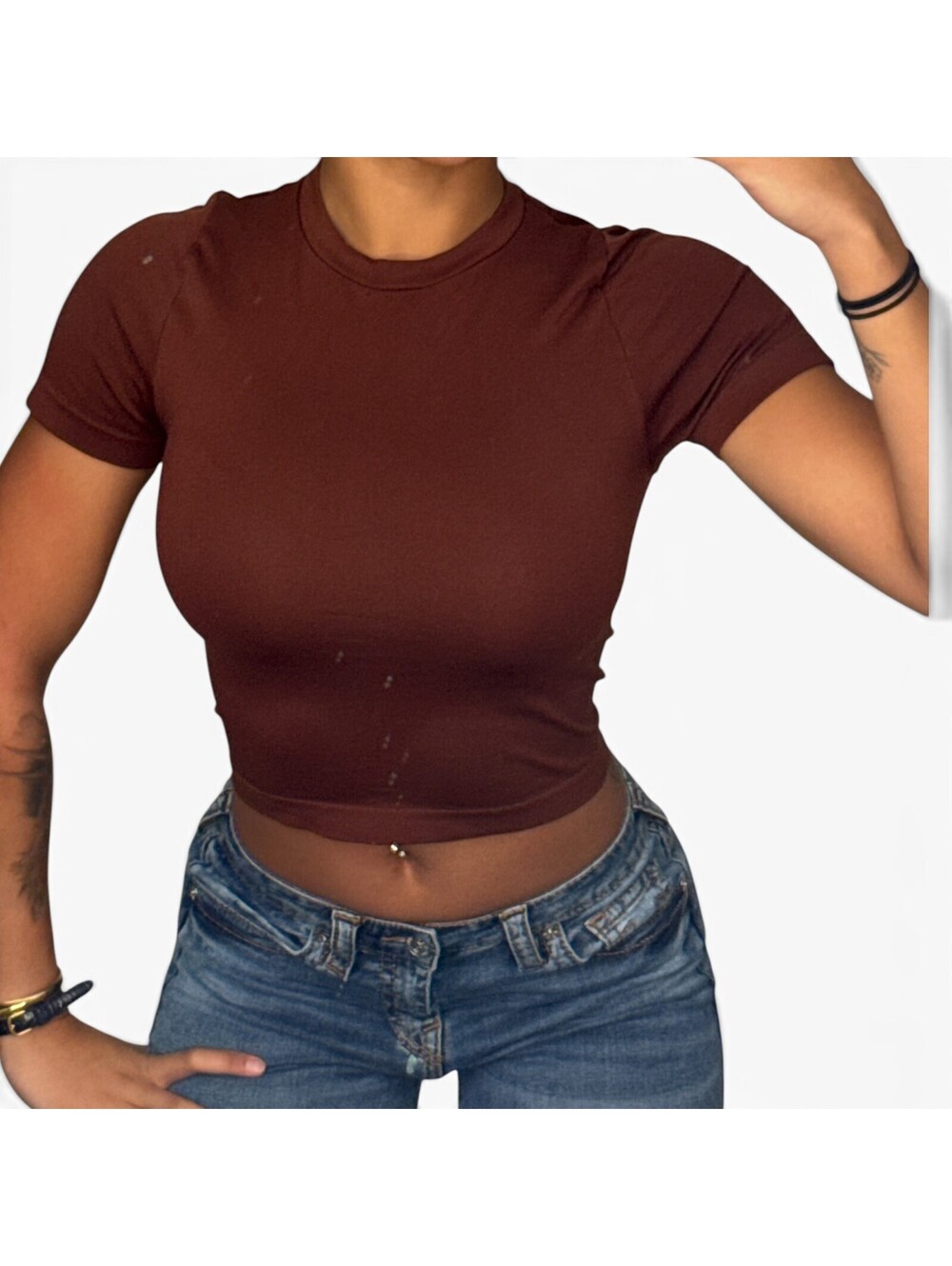 A New Day Rust Crew Neck Crop Top